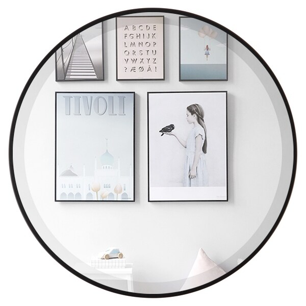 Livingston Framed Round Mirror - Matte Black - Matte Black