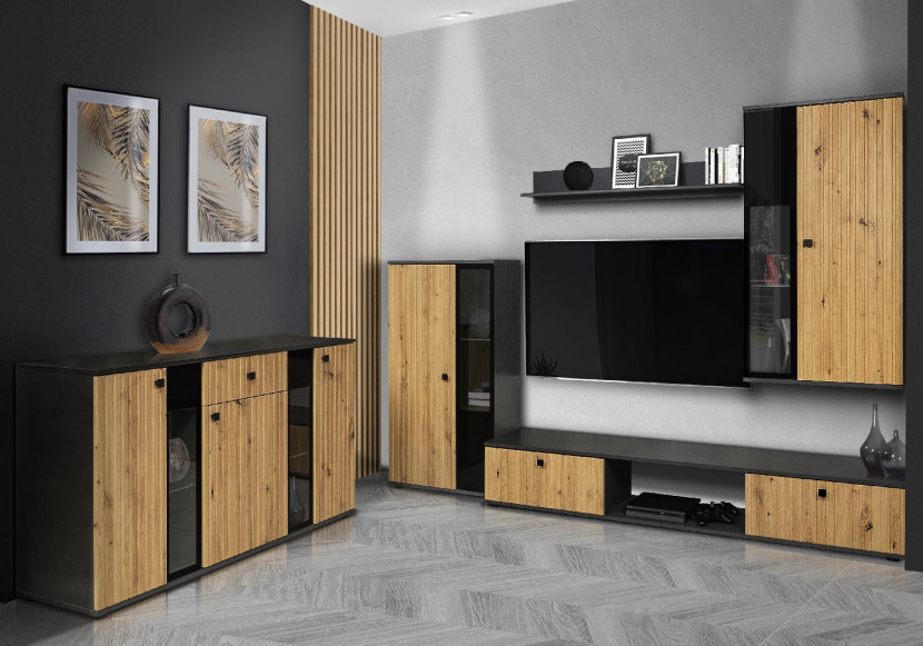 Meblościanka SALSA MDF z frezowaniem   komoda Artisan/Matera