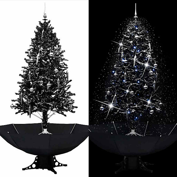 Arbre de Noël neigeux avec base de parapluie Noir 190 cm PVC vidaXL