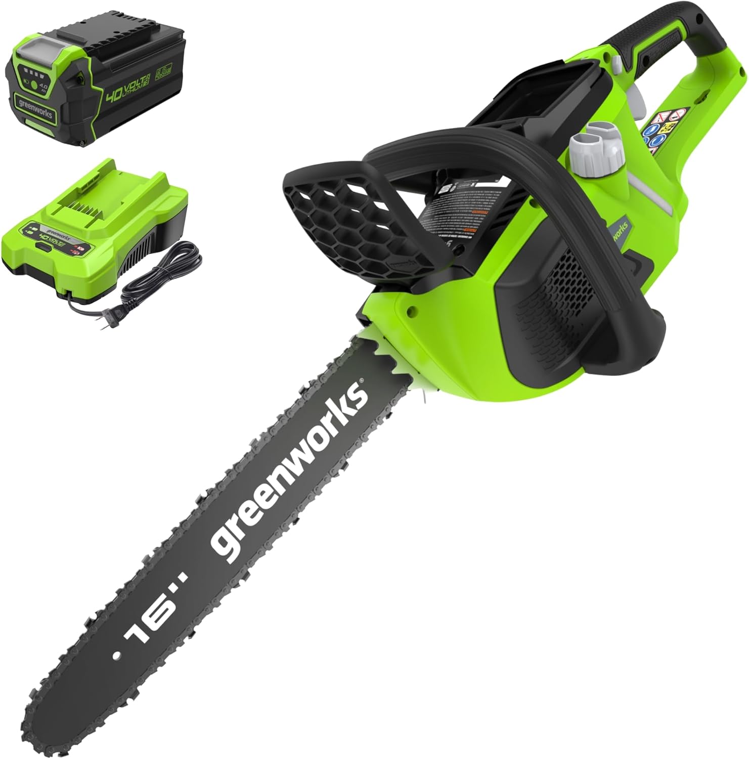 Greenworks 40V 16 Brushless Cordless Chainsaw  4.0Ah Battery and Charger Included