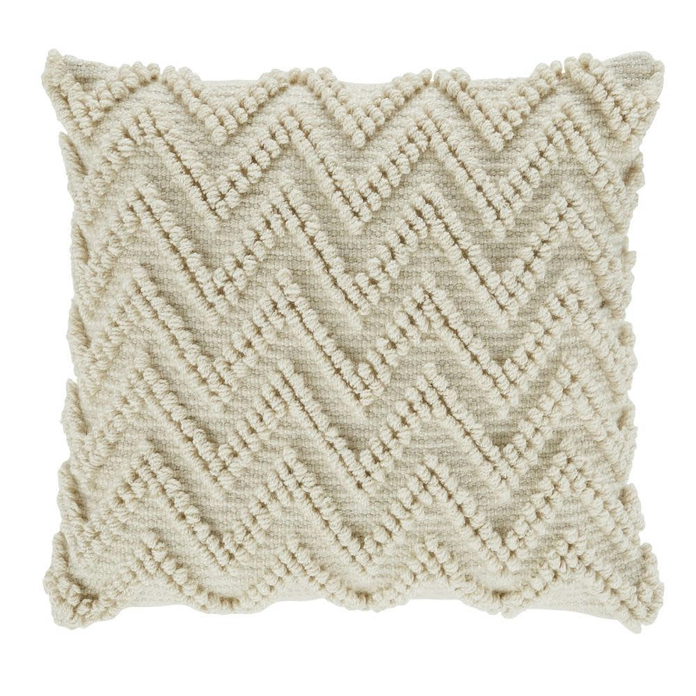 INDIOTERIA - Coussin en polyester recyclé motifs à bouclettes écrues 45x45