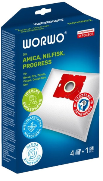 Worki do odkurzacza syntetyczne Worwo MPMB02K 4 szt.