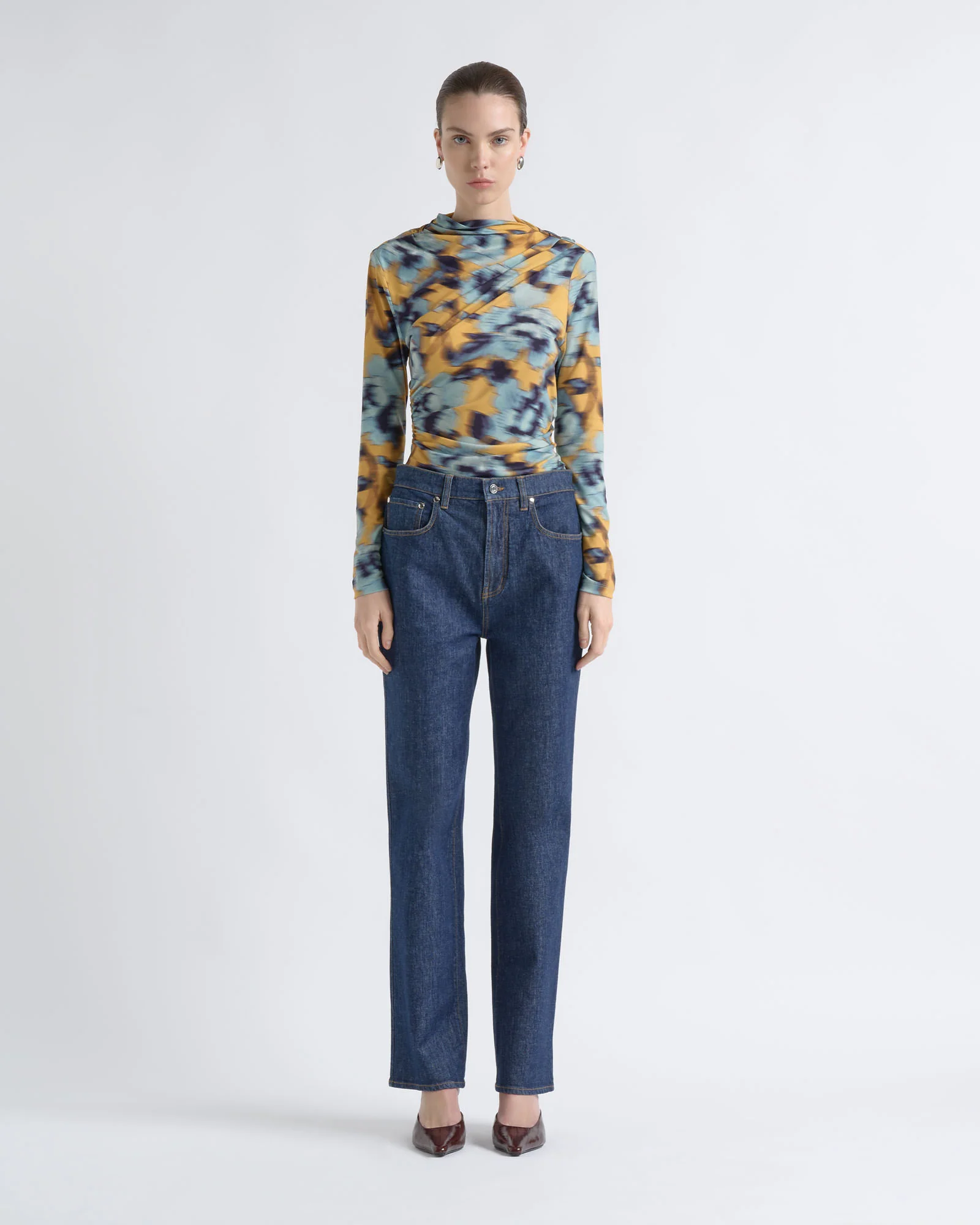 Denim High Rise Straight Leg Jean