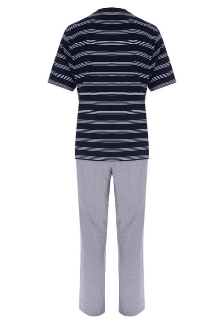 Mens Navy Stripe Pyjama Set