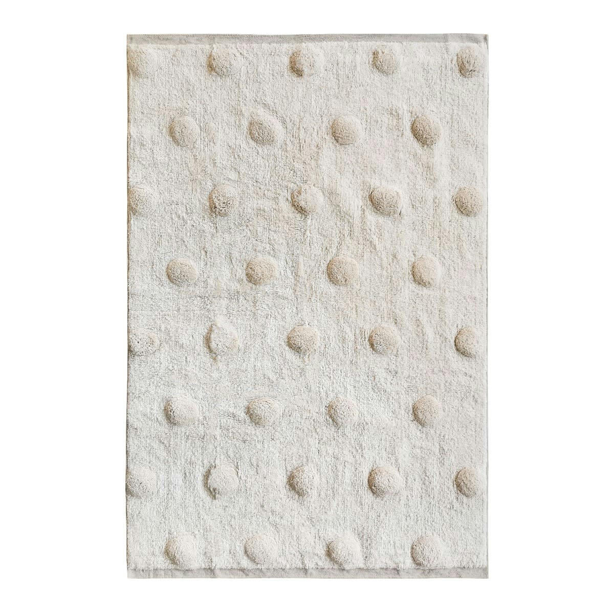 KIDS - Tapis 100% coton motifs gros pois en reliefs naturel 100x150