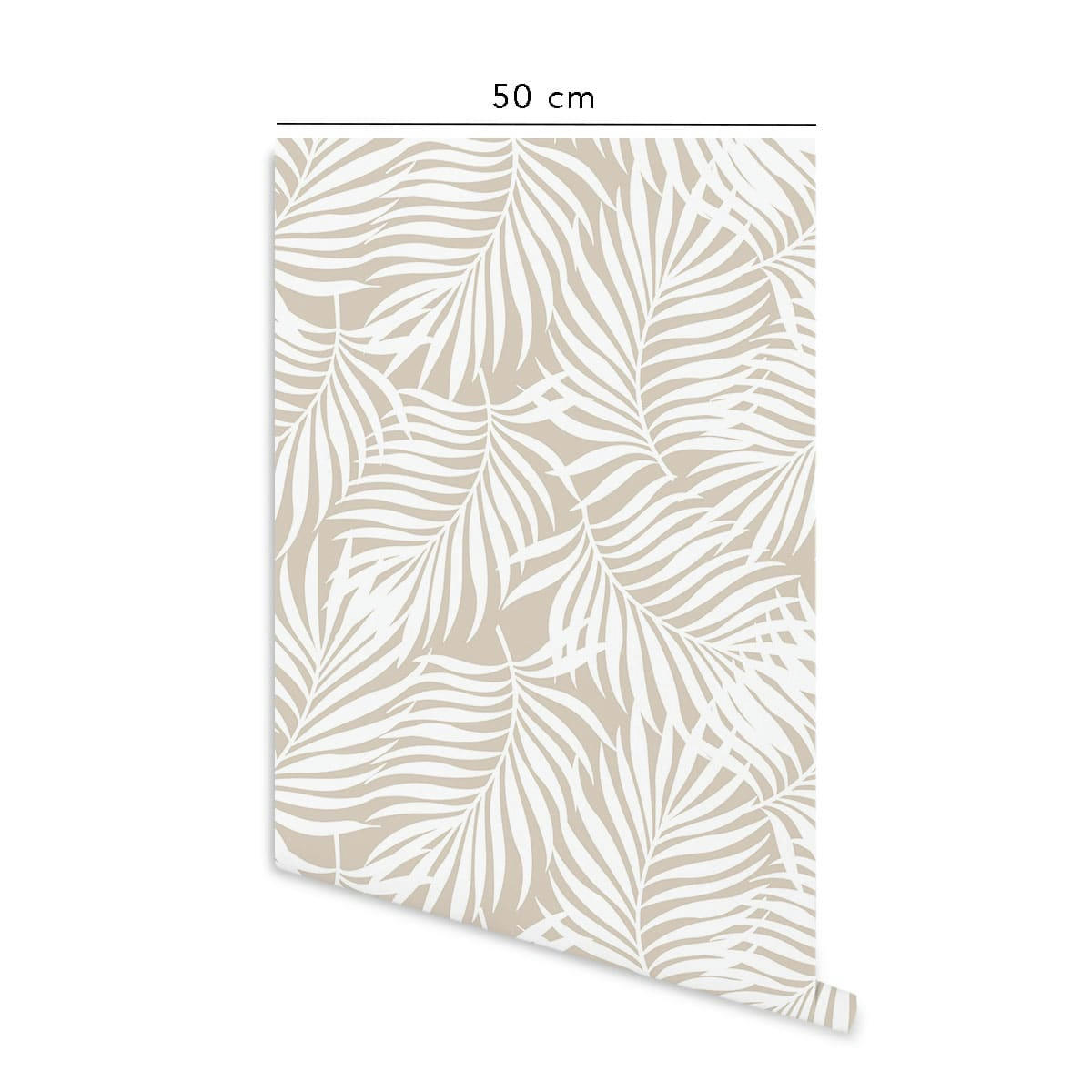 TROPICALEAVES - Papier peint vinyle adhésif tropicale écru 50x300 cm
