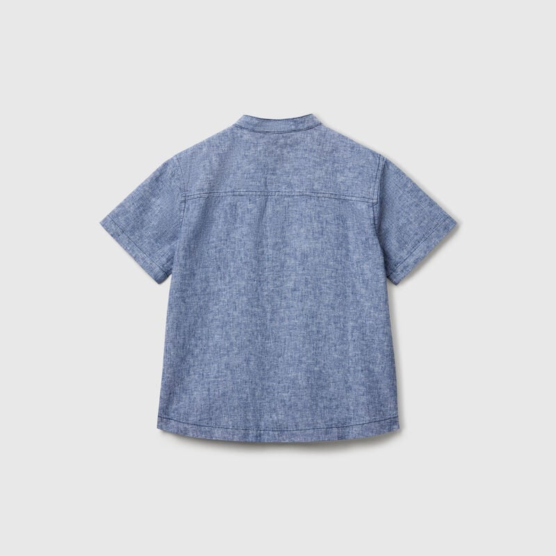 Short sleeve Mandarin collar shirt