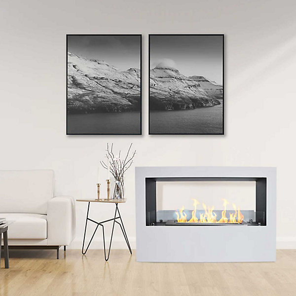 Giotto - Cheminée au bioéthanol de sol 100x30xH70 cm, couleur blanc