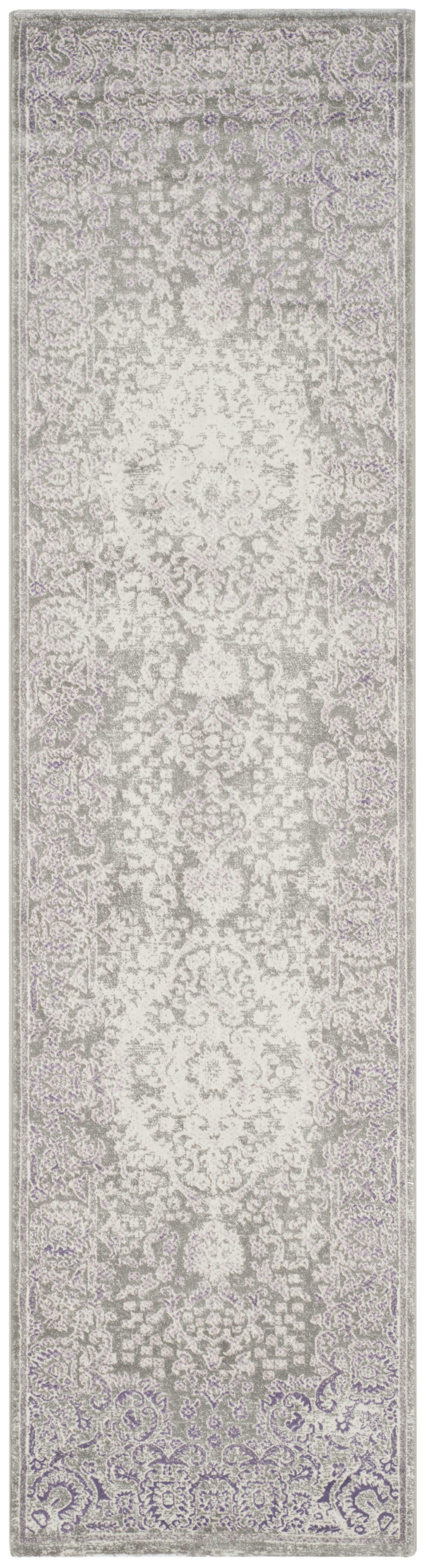PASSION - Tapis de salon interieur en gris & violet, 66 x 244 cm