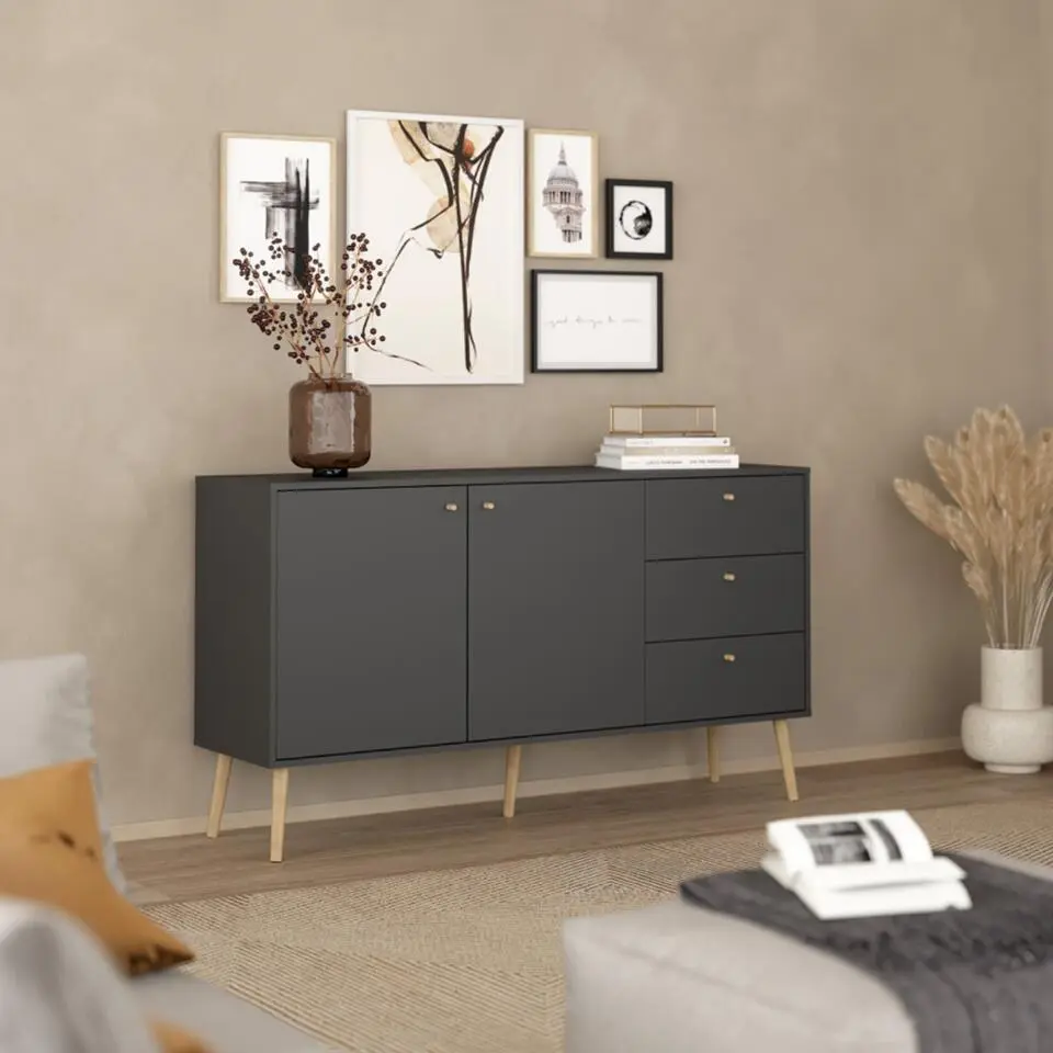 Dressoir Grijs - 147x39x82cm - Bodo