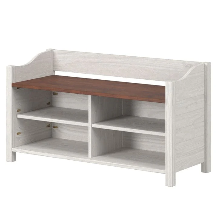 Shoe Rack and Bench White Distressed | Furniture Dash