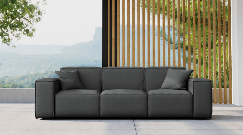 Sofa ogrodowa trzyosobowa MALIBU na taras, tkanina Odyssey, Antracyt