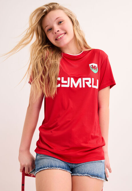 Older Kids Red Cymru Wales T-shirt