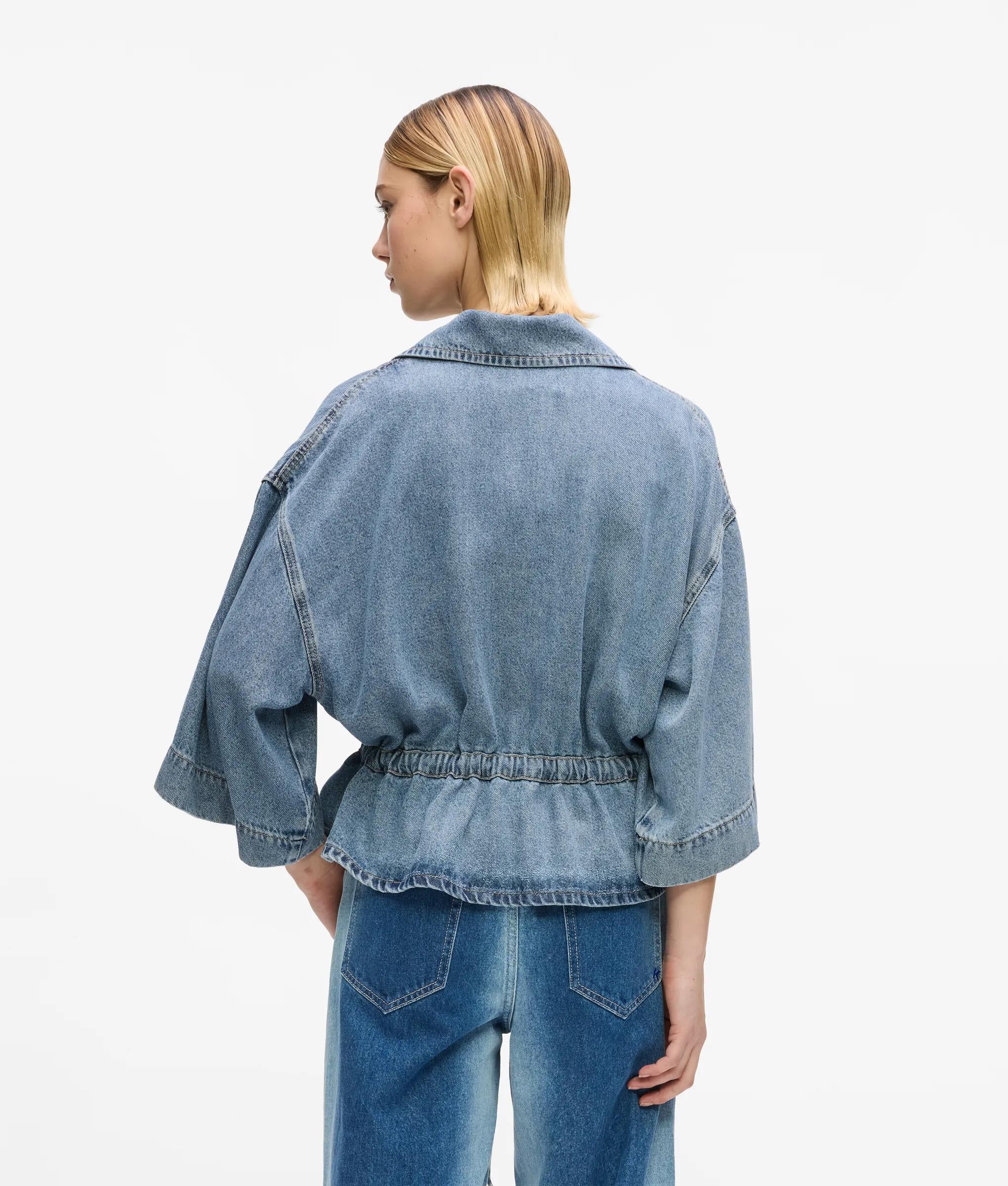 Chemise denim à manches courtes à nouer devant
