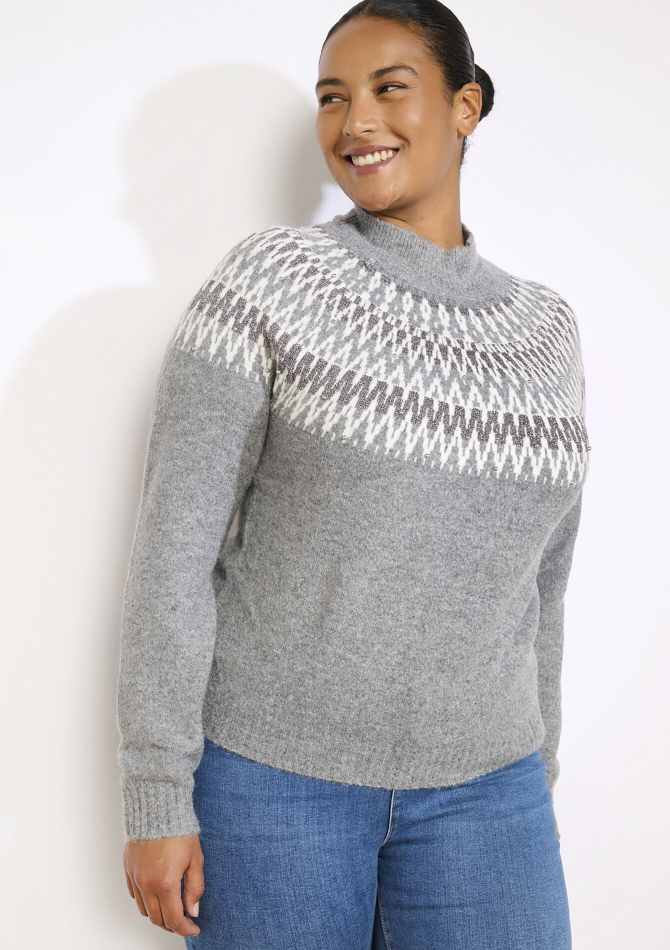 Trui met parelaccent