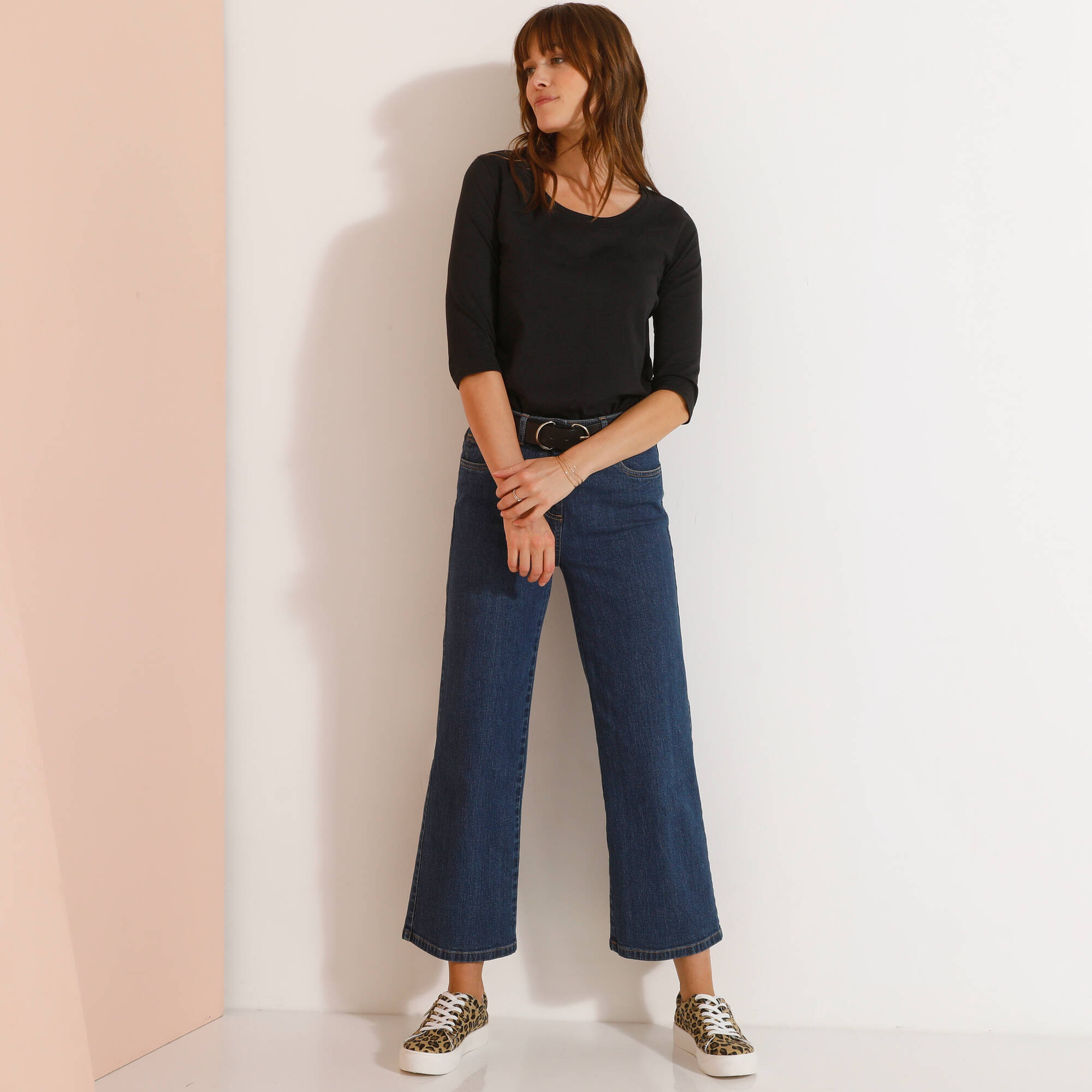 T-shirt manches 3/4 uni, coton