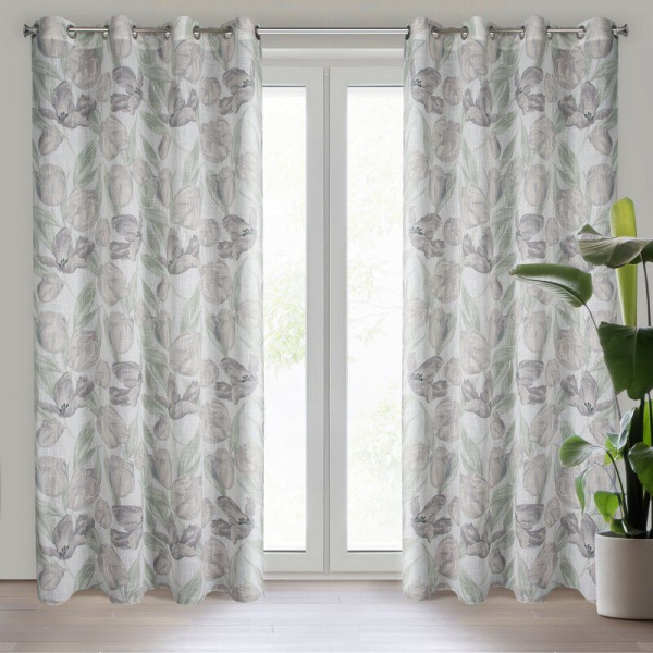Zasłona na przelotkach welwet w kwiaty MILLIENA 140X250 naturalna
