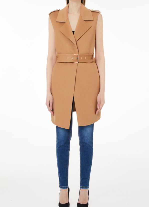 Gilet lungo in panno di lana