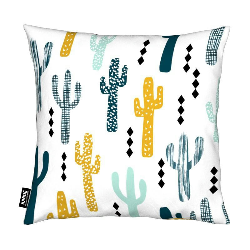 CACTUS MUSTARD - Coussin en microfibre en jaune & vert 40x40