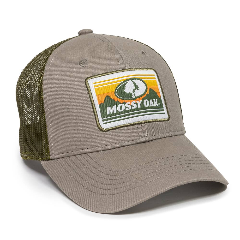 Mossy Oak Hunting Mesh Back Baseball CaP with Adjustable Closure, Grey/Khaki Green