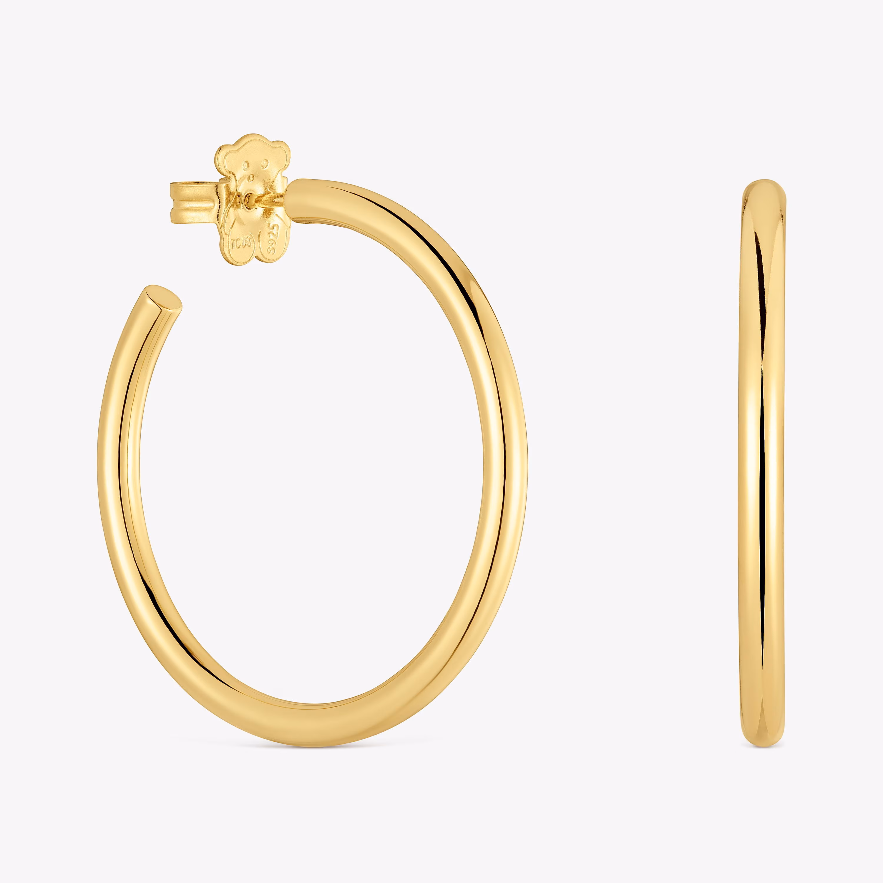 Pendientes de aro largos con baño de oro 18 kt sobre plata 38 mm Basics