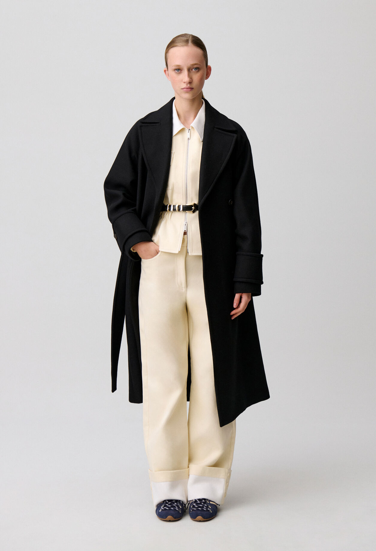 Manteau mi-long laine mélangée