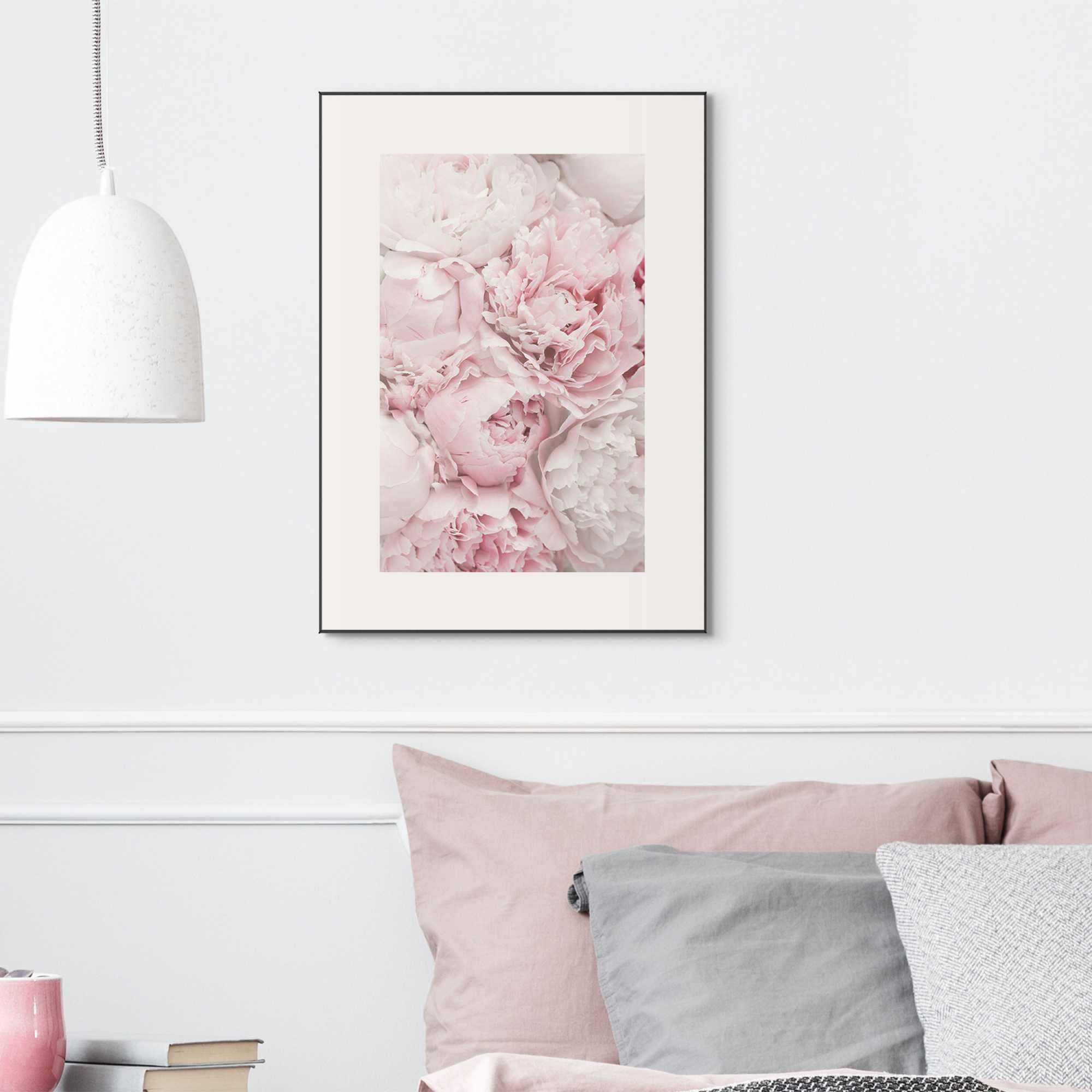 Reinders - Pink Peonies - Schilderij 70x50cm Zwart