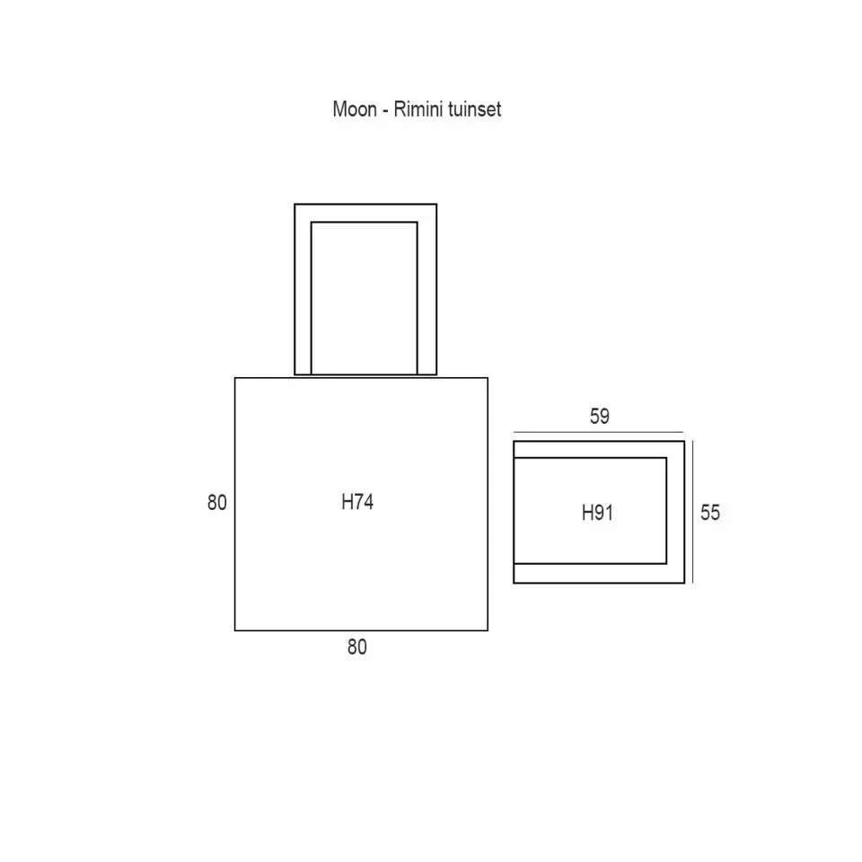 Garden Impressions Moon - Rimini tuinset 3-delig donker grijs