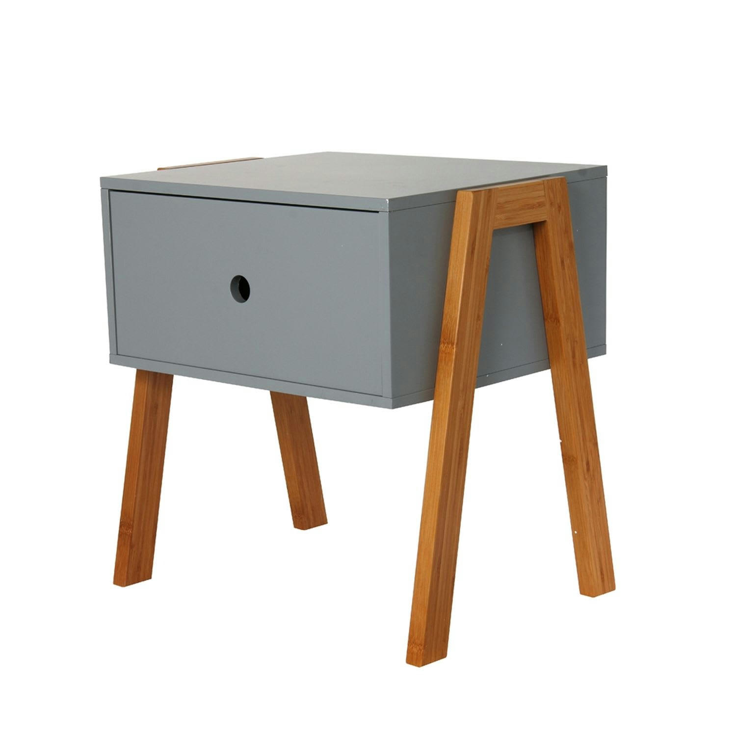 ANJA - Table de chevet scandi l. 44 x h. 45 cm gris