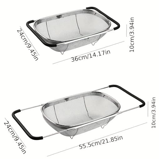 NNETM Adjustable Stainless Steel Sink Colander Rack