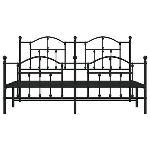 NNEVL Metal Bed Frame with Headboard and Footboard Black 183x203 cm King