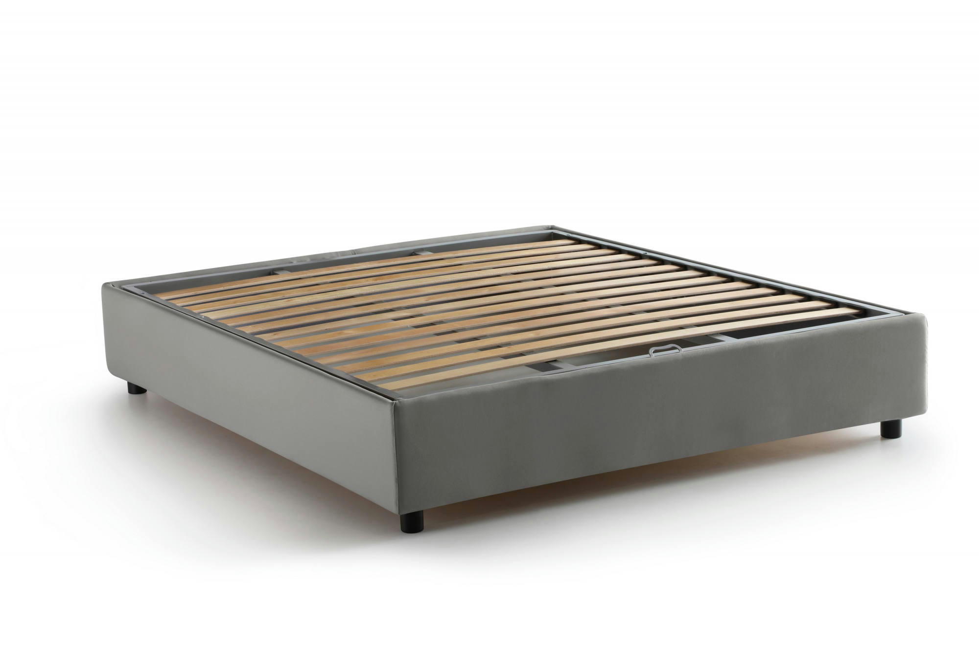 DAAJJ - Lit coffre 140x190 cm en tissu gris