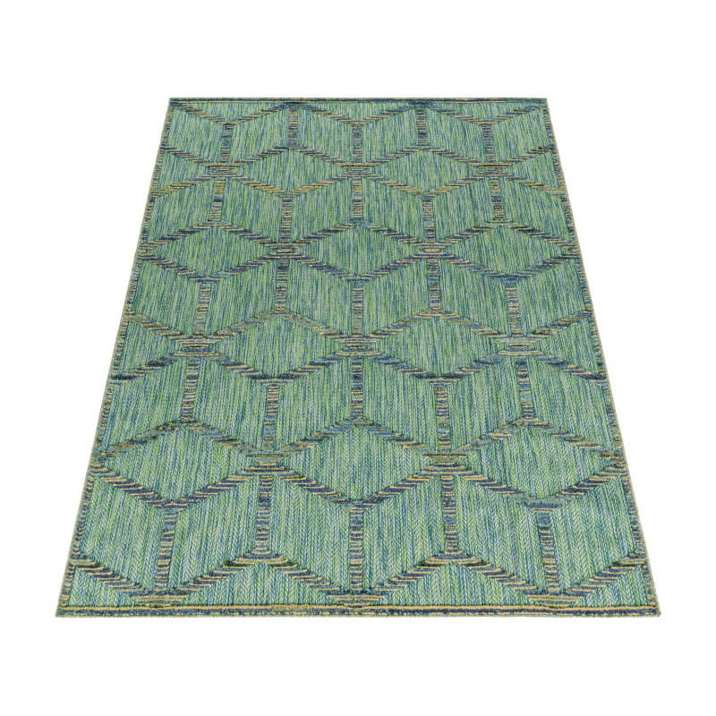 Dywan sznurkowy Bahama 3D romby zielony 80 cm x 250 cm
