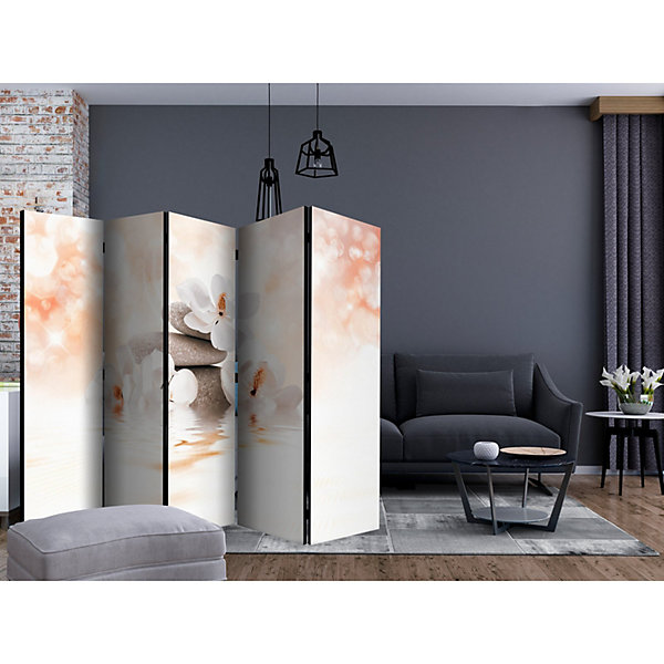 Paravent Lake of Tranquility II - Décoration Zen et Paisible 225 x 172 cm Blanc et Rose