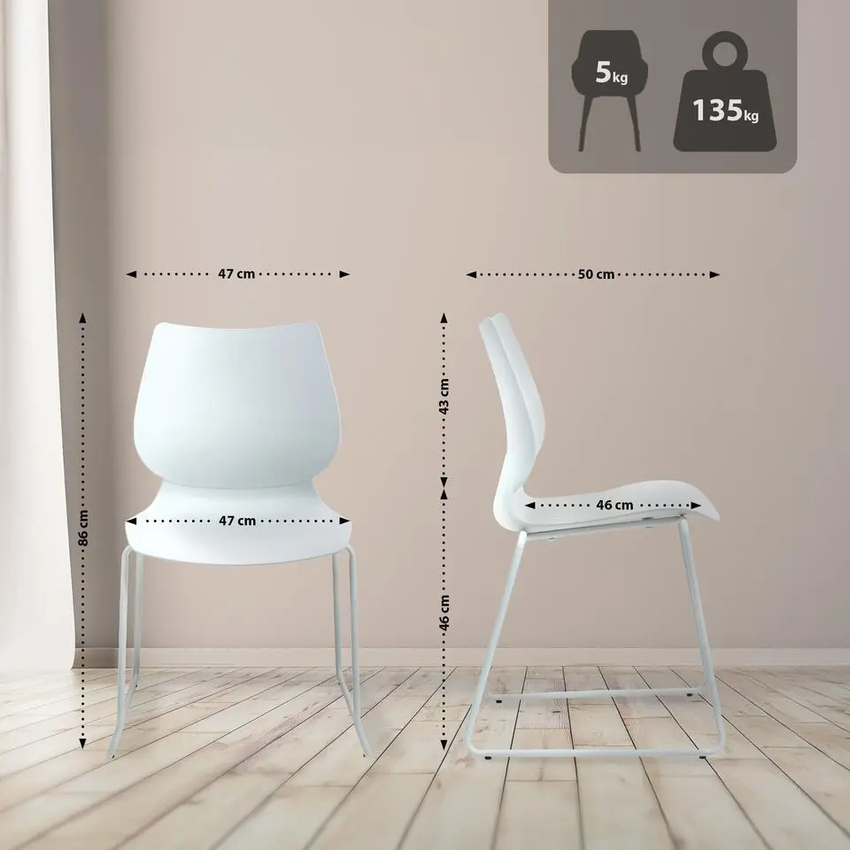 CLP Set van 2 Eetkamerstoel Houma Kunststof - wit