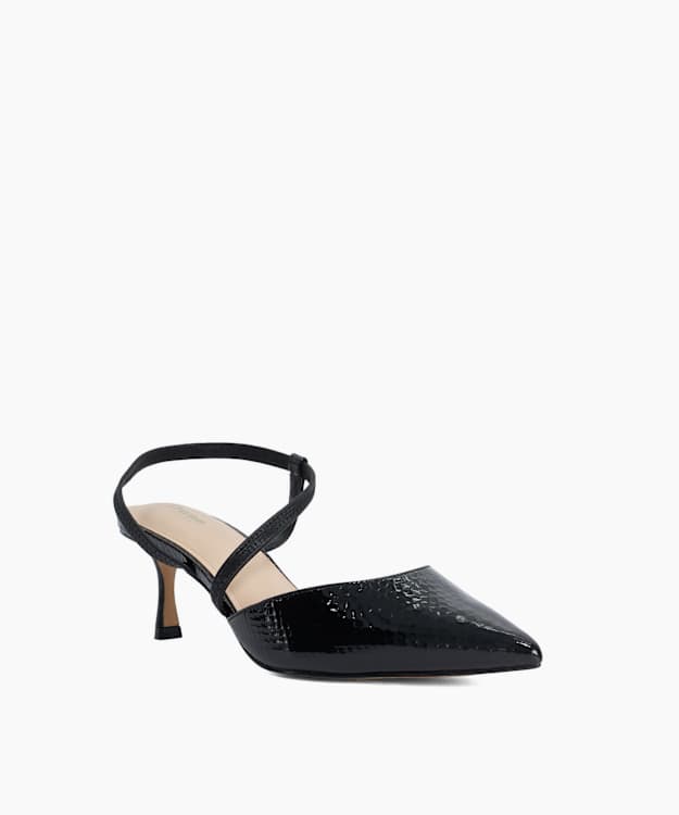 Charming Black - Pointed Toe Heeled Court Shoes