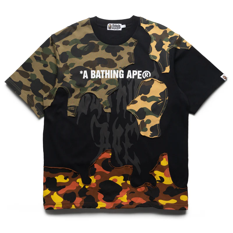 A Bathing Ape 1st Camo Upcycled Logo Tee - Black