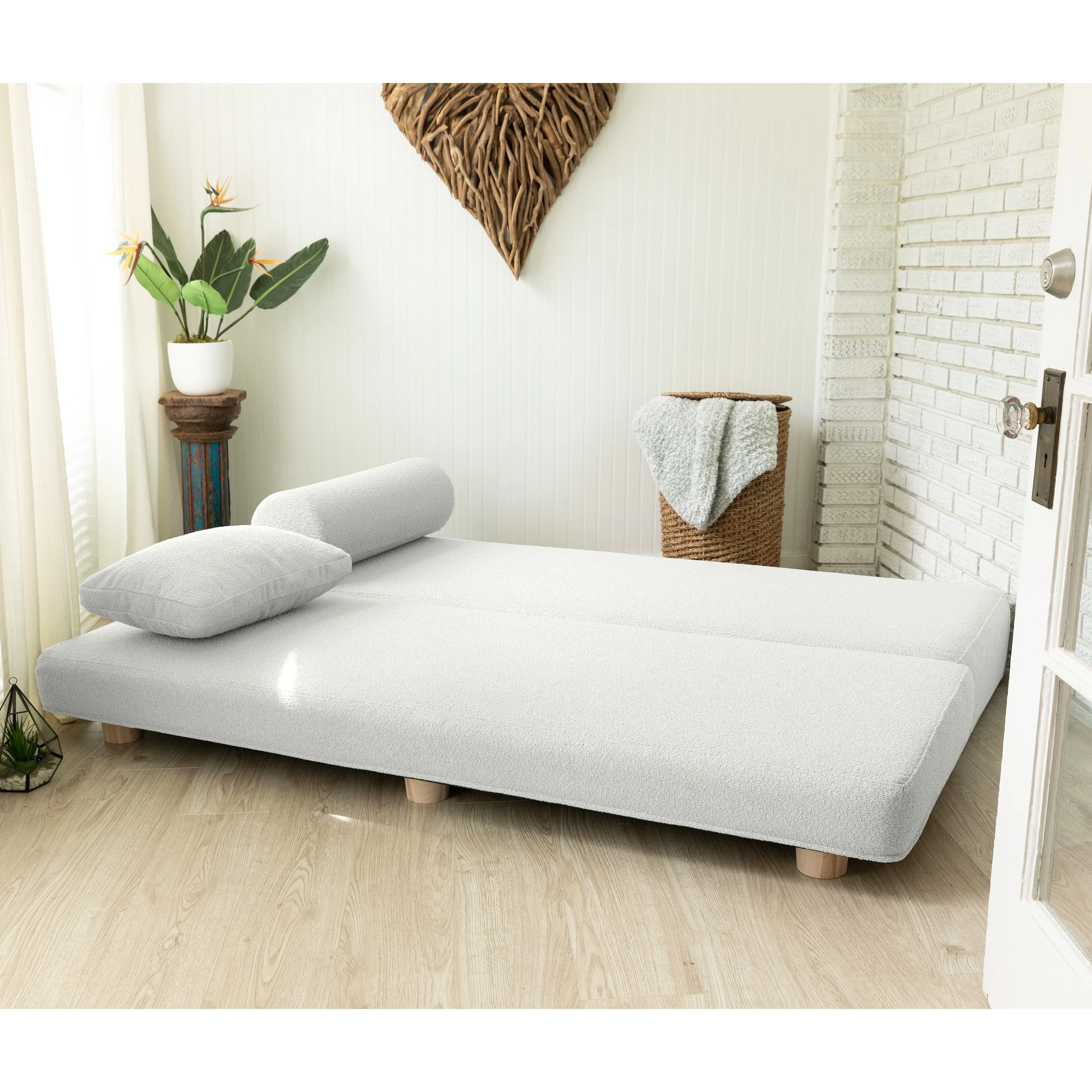 Jaxx Avida Daybed - Fold Out Queen Sleeper - Premium Boucle: Sleek and Modern Lounge for Relaxing and Overnight Guests