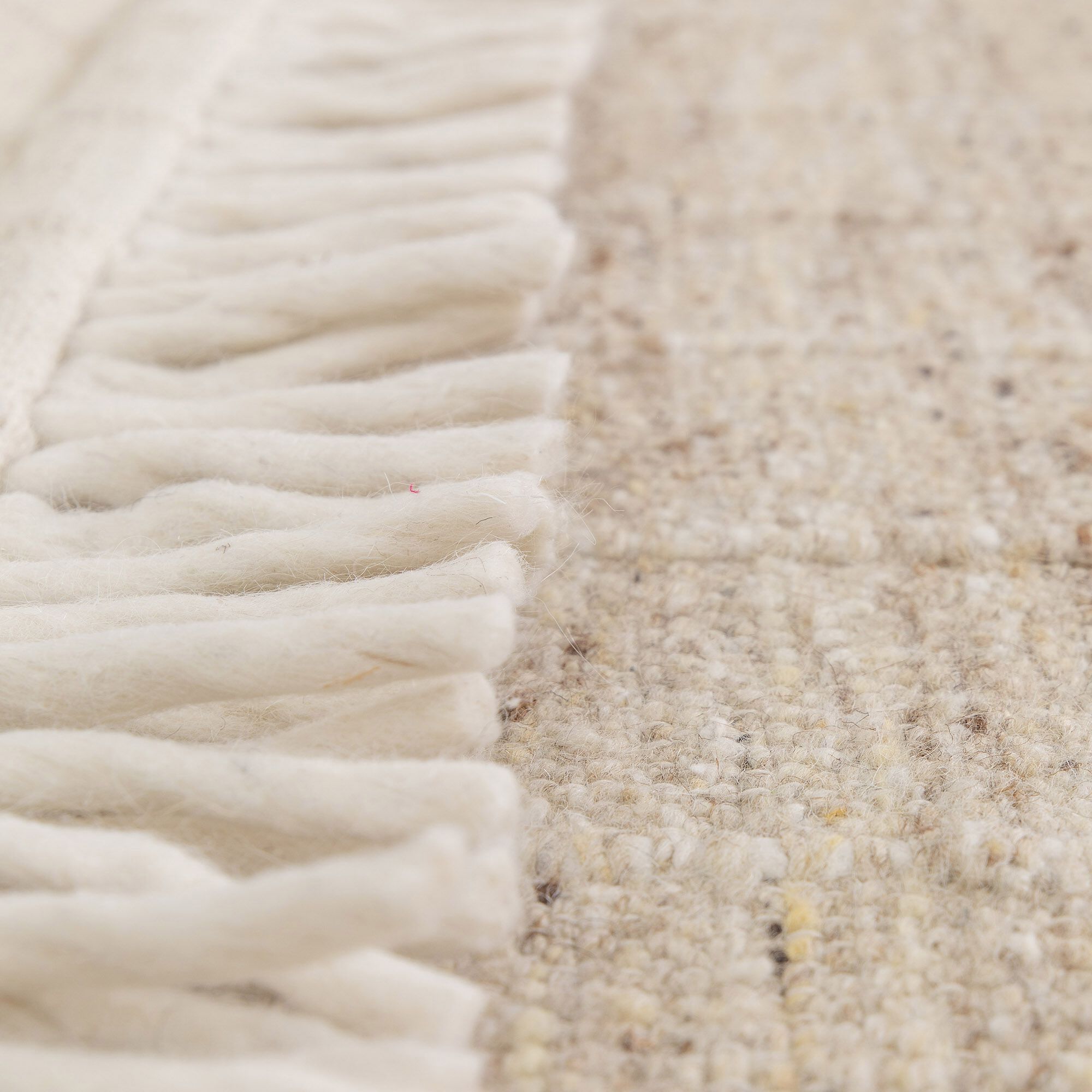 RUIS - Tapis en laine à motifs finition frange 160230cm - beige