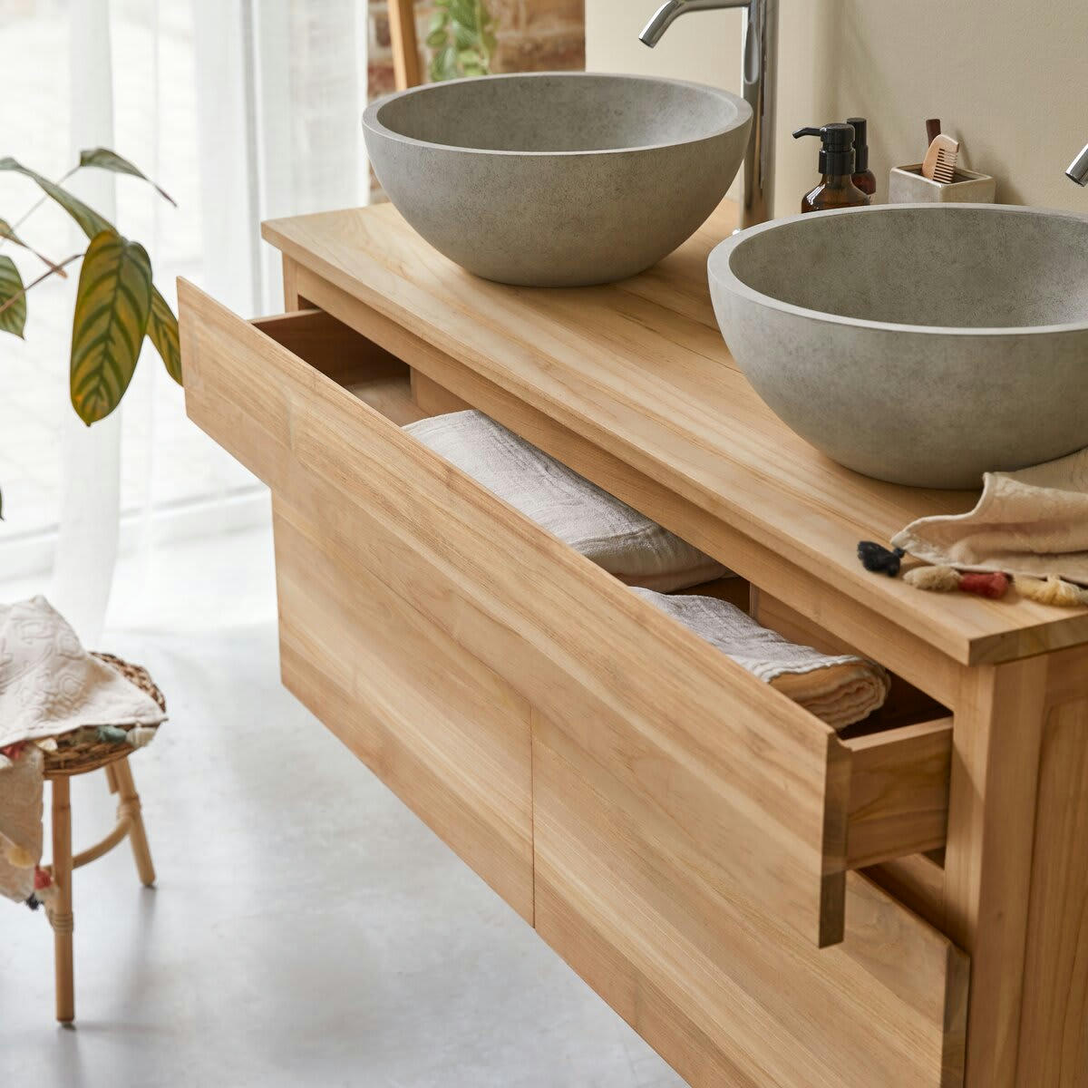 JACOB - Meuble sous vasque en teck massif 120 cm