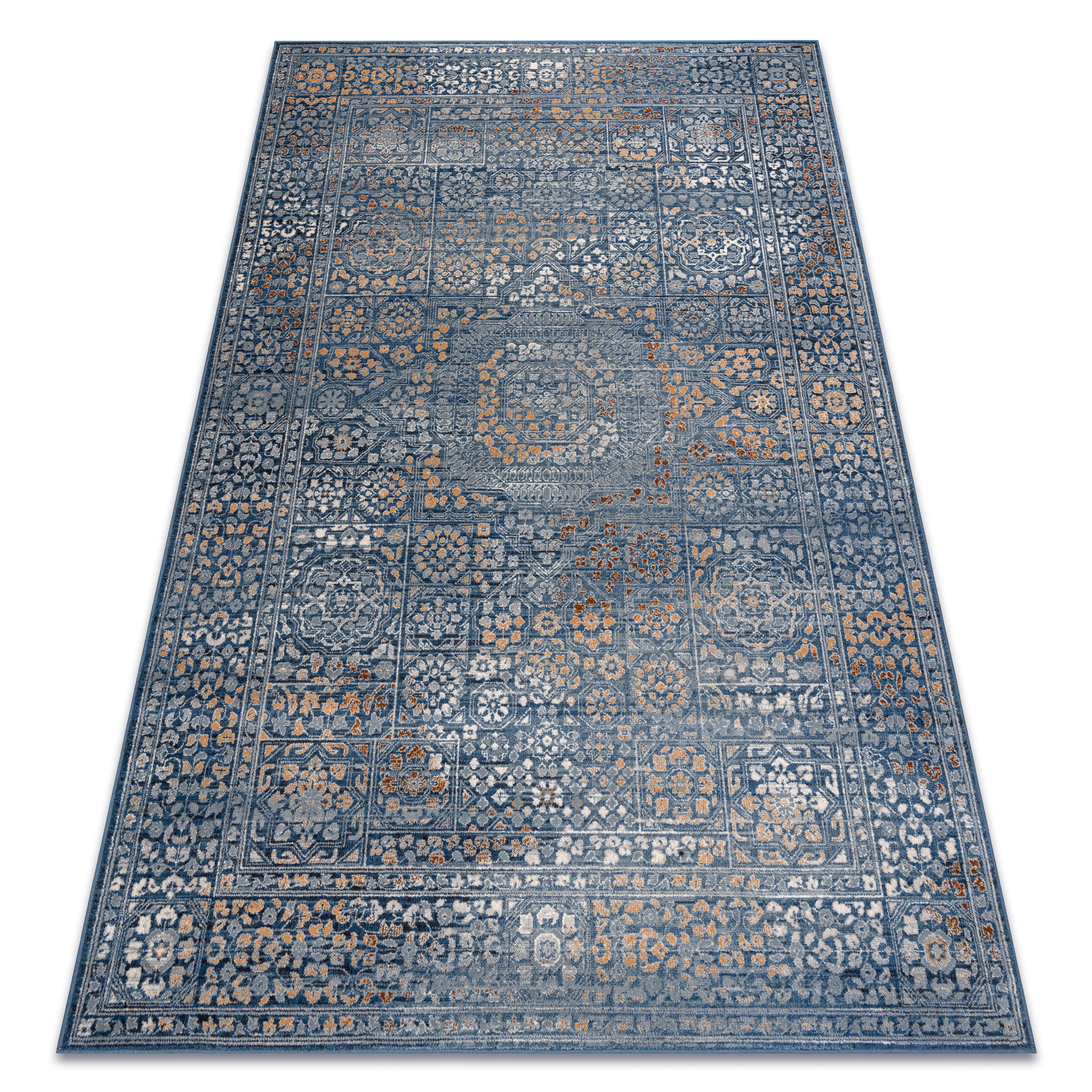 Dywan wełniany NAIN Ornament, vintage 7708/51611 niebieski / 80x150 cm