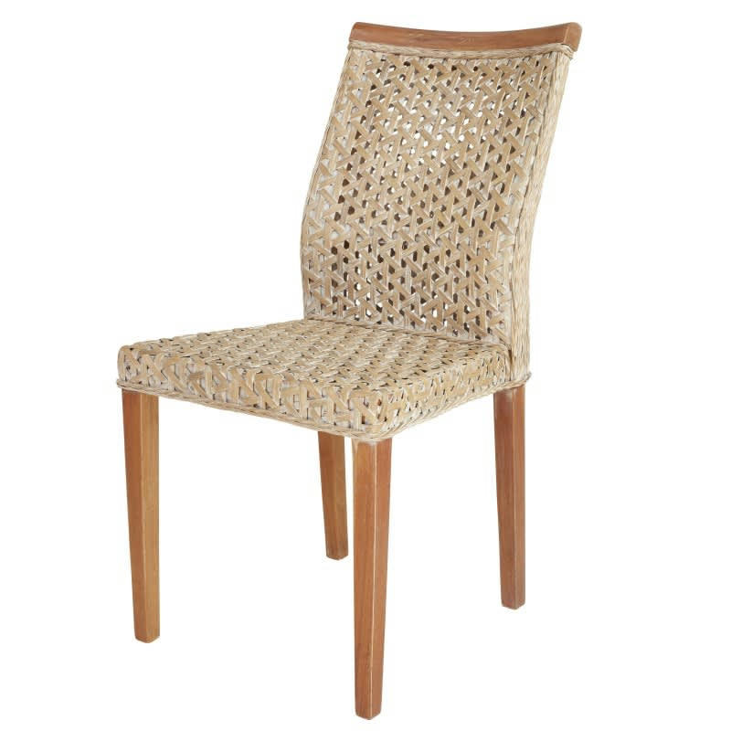 JUSTINE - Chaise en bois et rotin tressé naturel