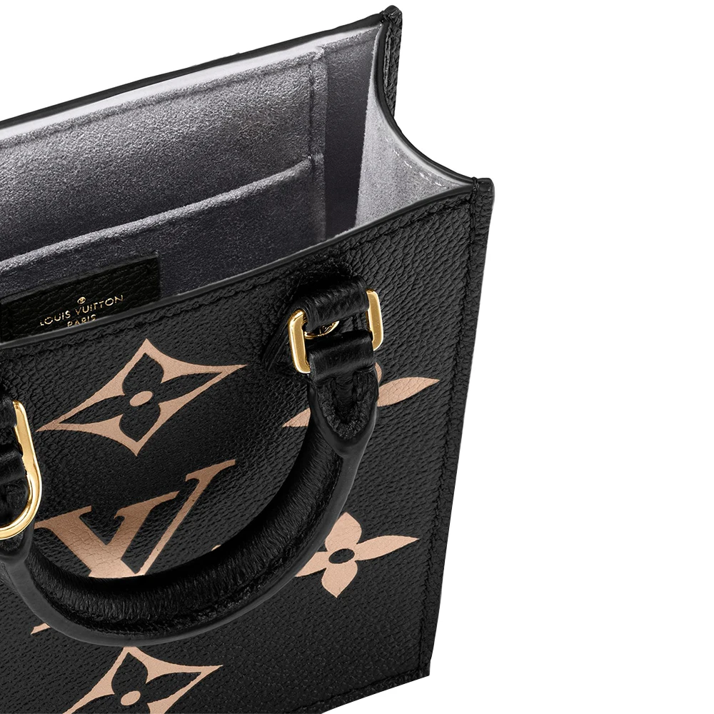 Louis Vuitton Monogram Empreinte Petite Sac Plat Handbag Black Beige