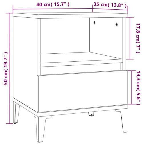 NNEVL Bedside Cabinet Sonoma Oak 40x35x50 cm