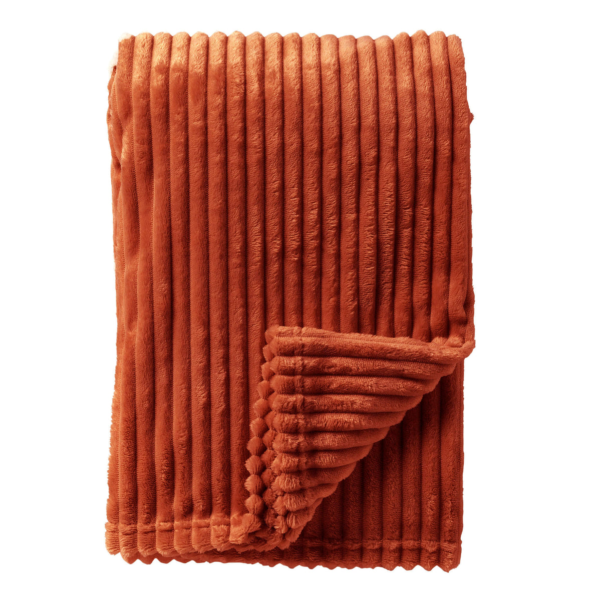 MARTHY - plaid 140x180 cm - ribfluweel - gerecycled - Potters Clay - oranje