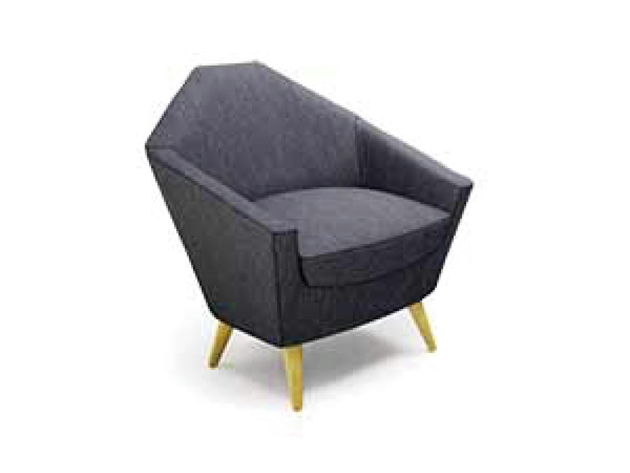 PENTA - Chaise en bois de frêne naturel et tissu gris