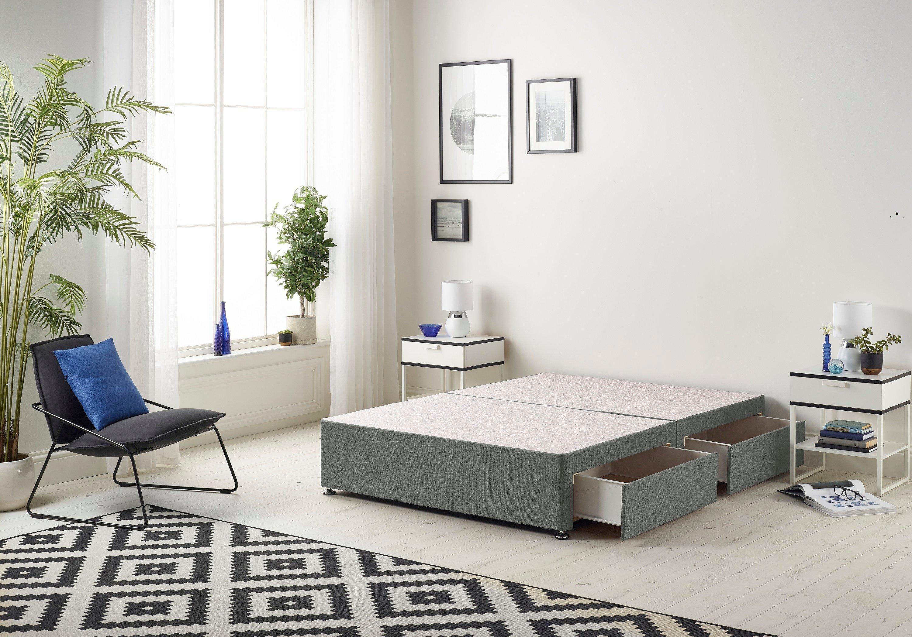 Somnior Ziggy Platform Divan Bed Base With 4 Drawers Linen