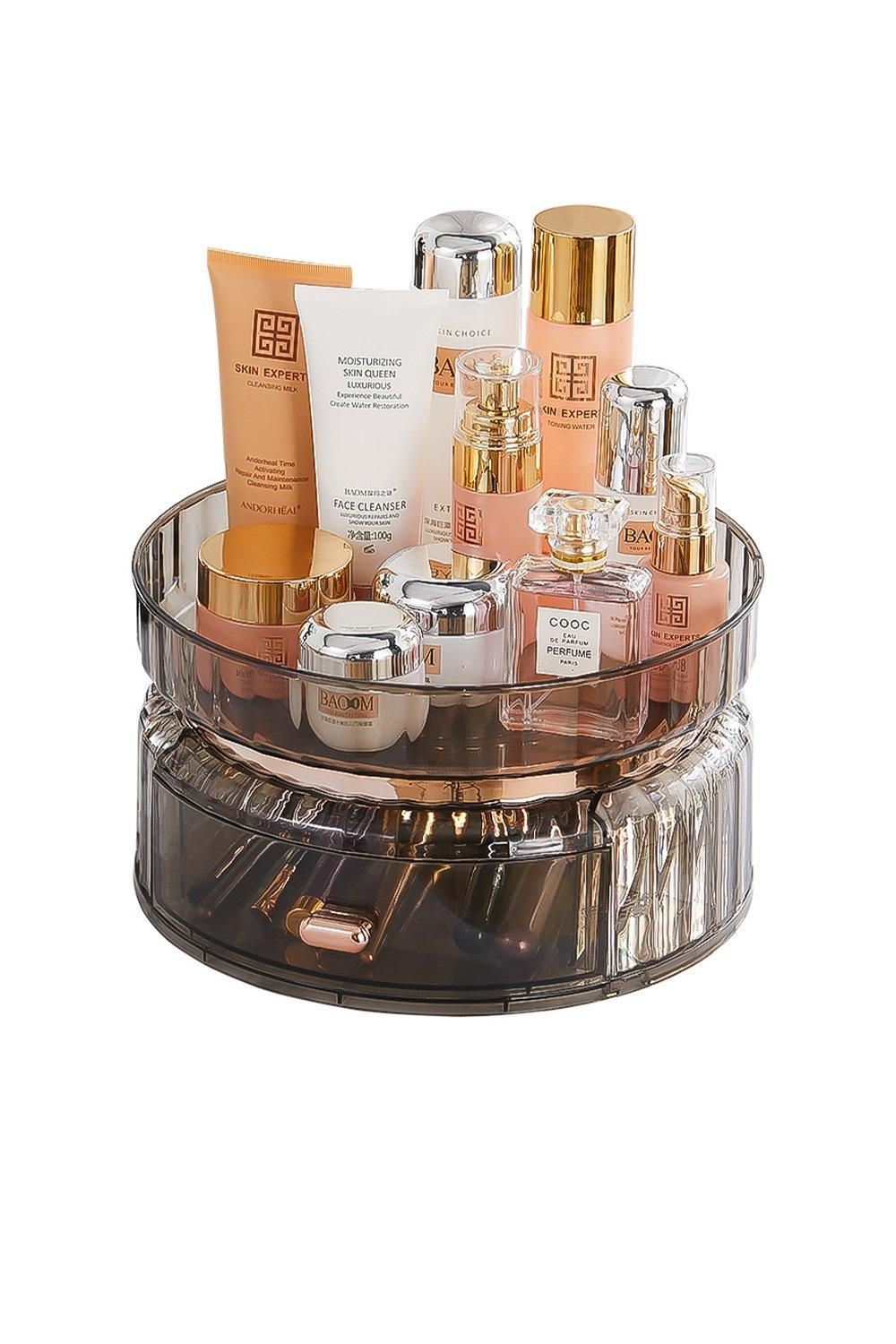 H&O Direct Rotating Makeup Storage Tray With Drawers