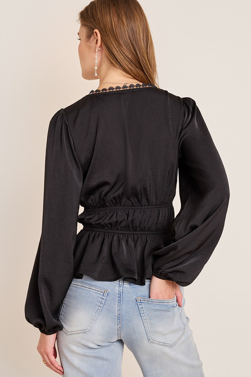 Lanie Long Sleeve V Neck Blouse
