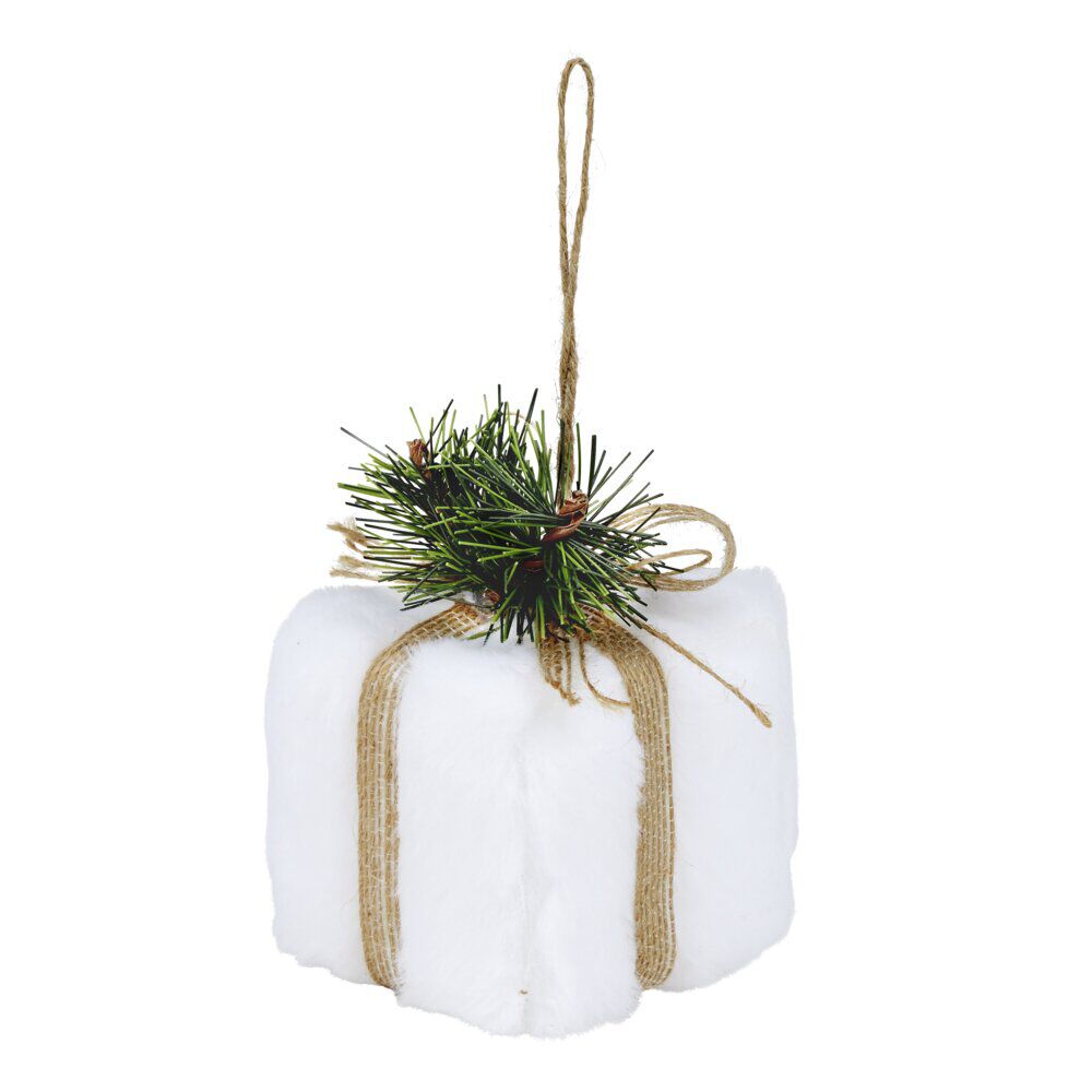 Décoration de No&euml;l à suspendre cadeau façon coton blanc 7x7xH7cm